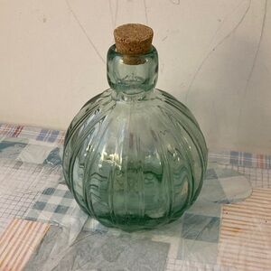 The Original and Genuine Recycled Green Ribbed Glass Bottle with Cork Stopper